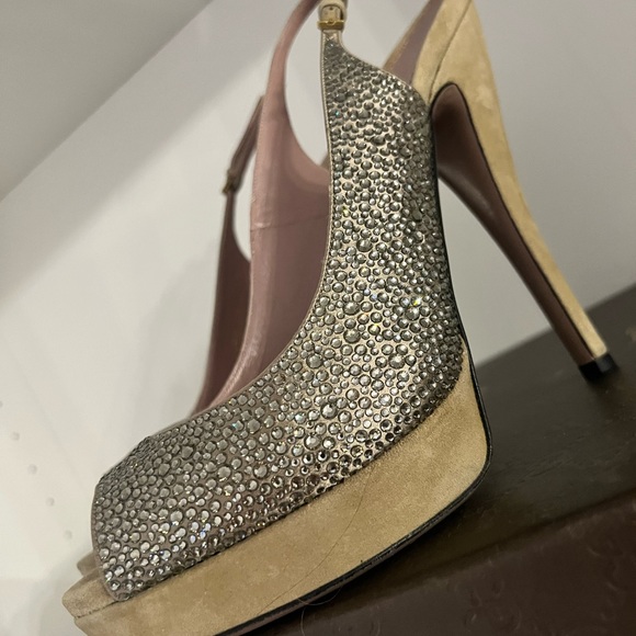 Gucci Swarovski Crystal Open Toe Pumps - Picture 5 of 6